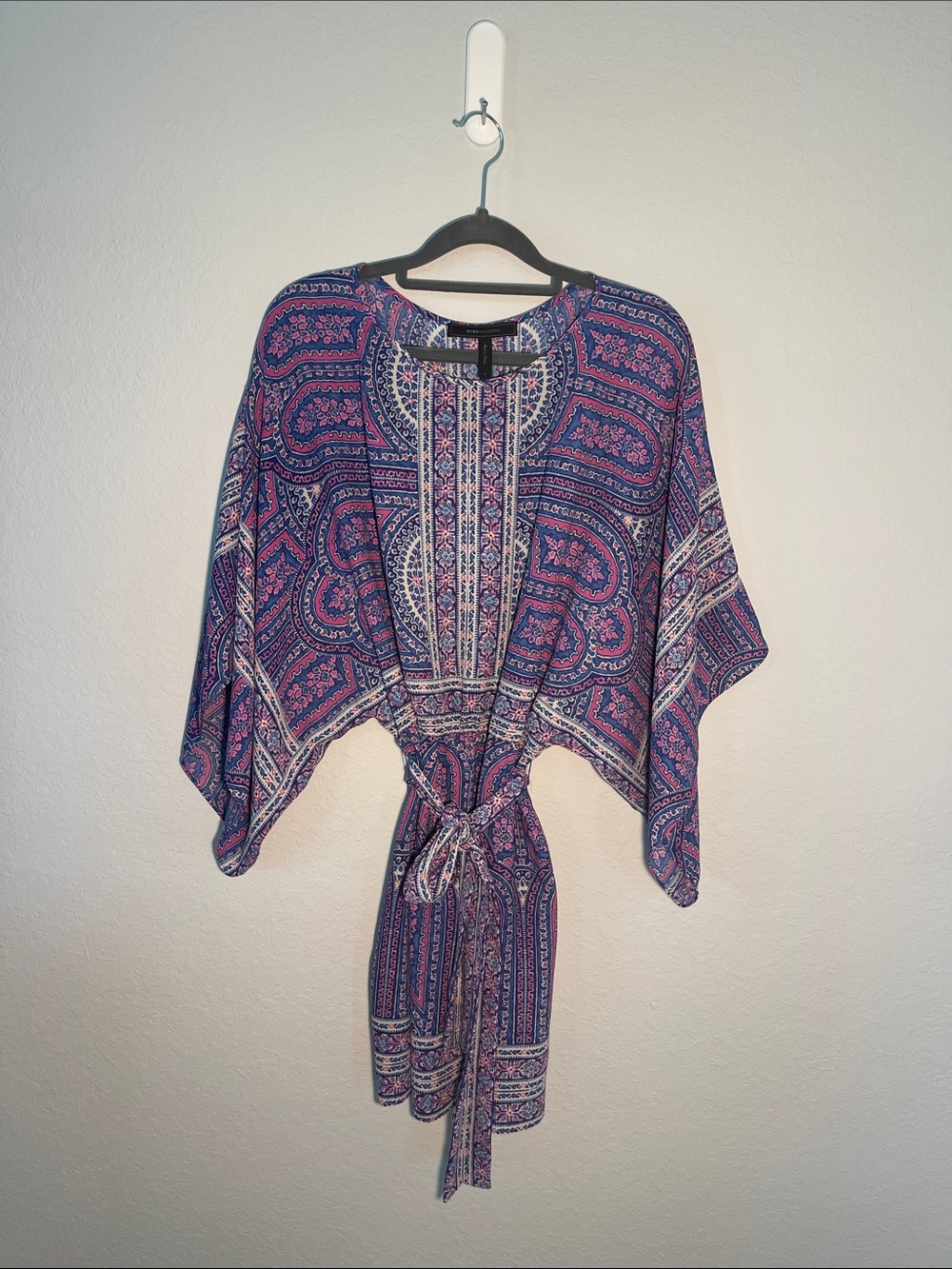 BCBGMaxAzria Blue & Pink Paisley-Print mini‎ dress Size Small
